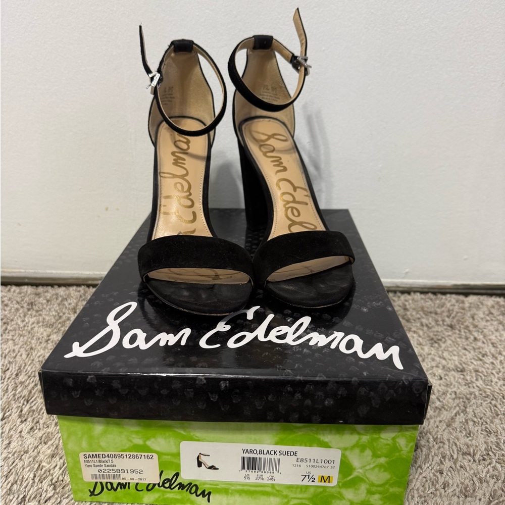 Sam Edelman Yaro Black Suede Women's Sandals- Size 7.5